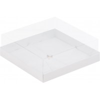 Коробка для пирожных с пластиковой крышкой (белая) 170/170/60мм (50 шт)
